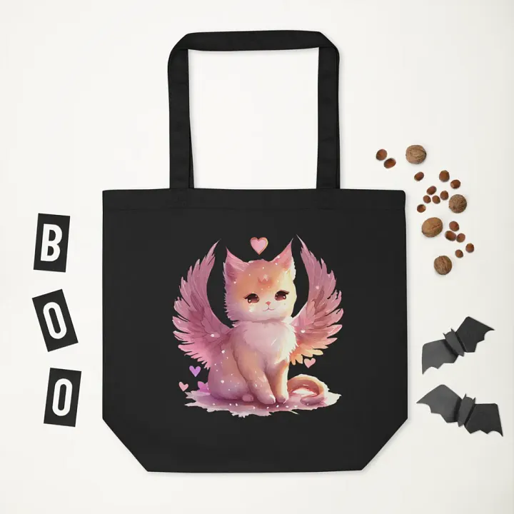 Whimsical Kitten Angels Organic Tote Bag product image (2)