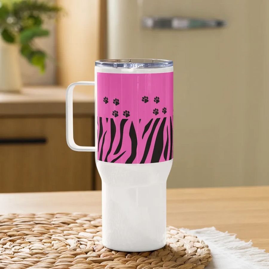 Zebra Stripes & Paw Prints Travel Mug product image (10)