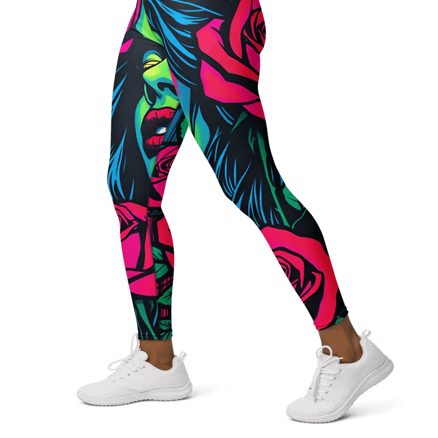 Neon Rose Street Art Yoga Leggings product image (3)