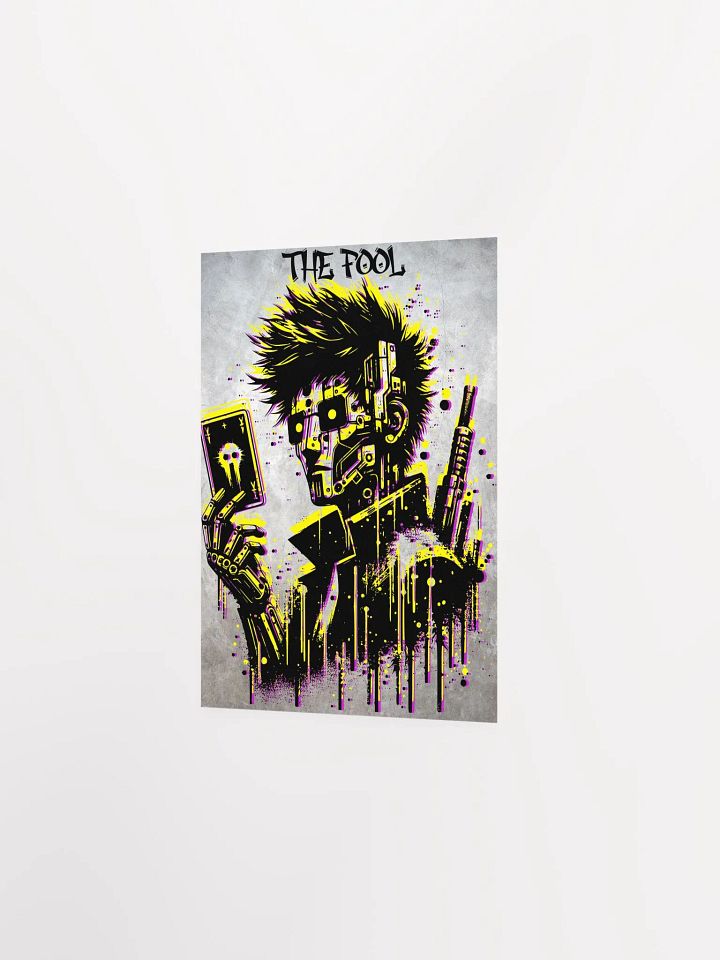 Cyberpunk Tarot Wall Art Poster – Futuristic "The Fool" Card with Punk Android & Neon Aesthetic – Digital Sci-Fi Artwork for Home Decor product image (6)