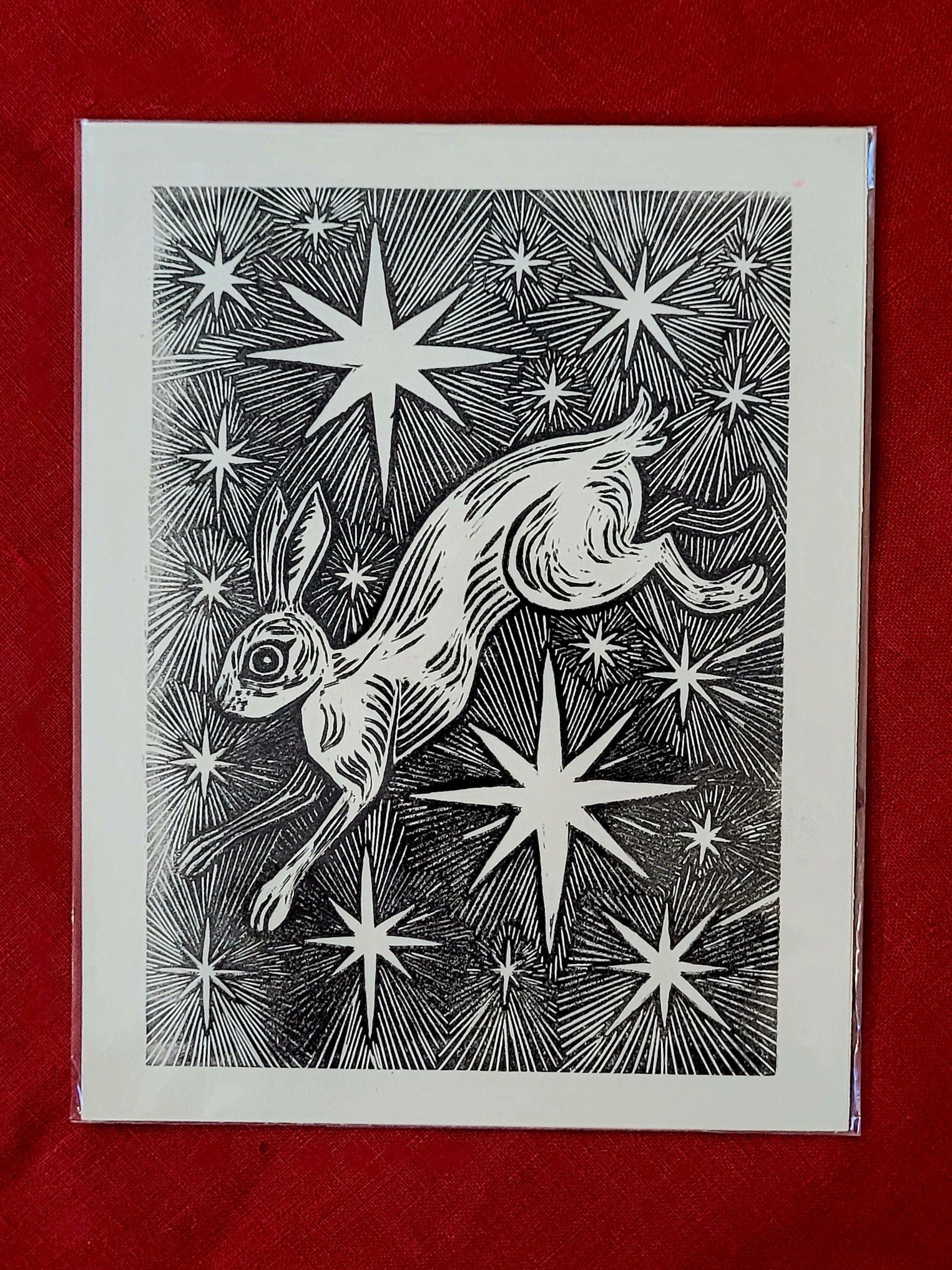 Starry Rabbit Lino Print/Patch product image (2)