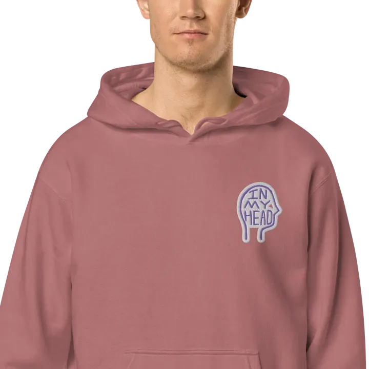 In My Head (L.C. purple bubble design) embroidered pigment hoodie product image (1)