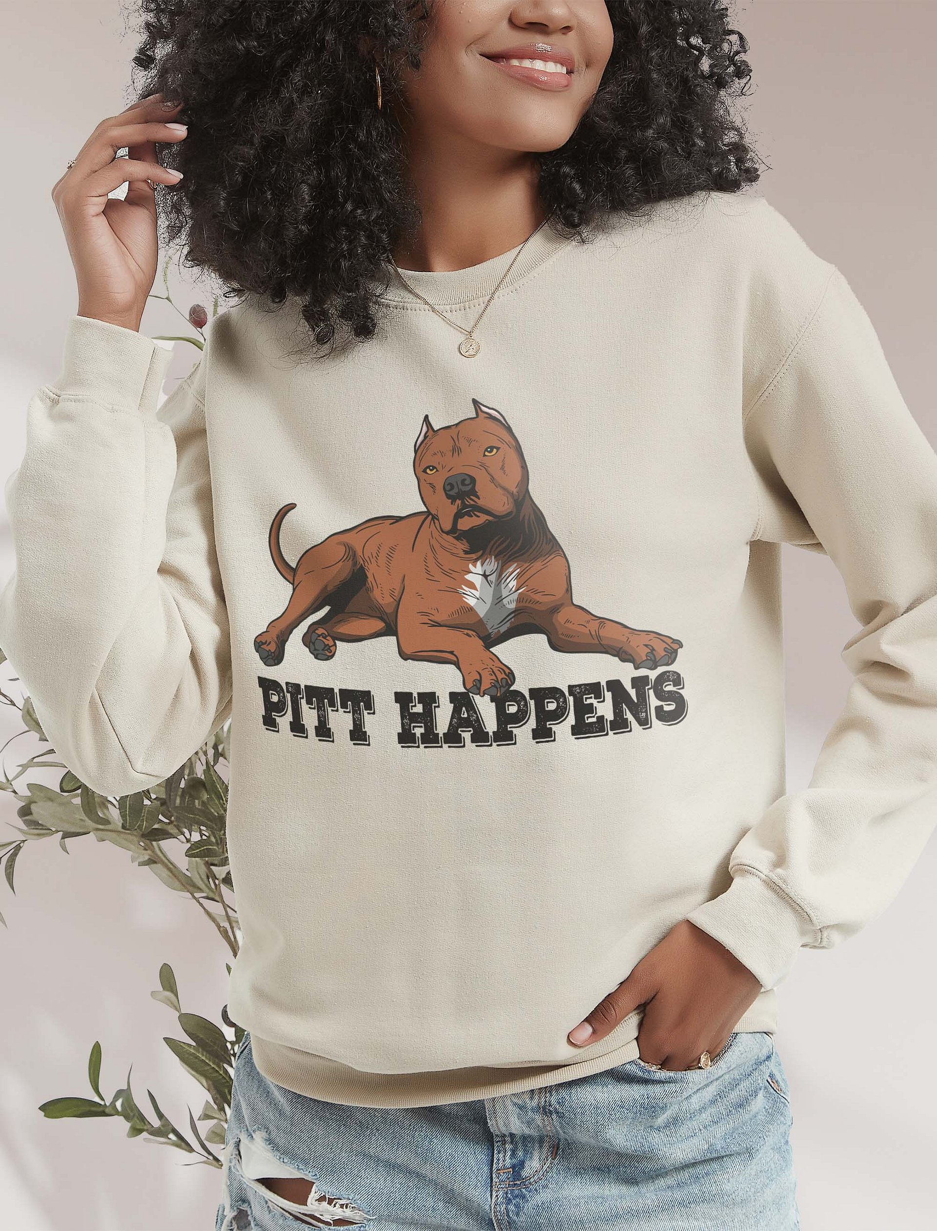 Pitt Happens Sweatshirt of a Pitbull Terrier (Cropped Ears - Red) | Funny Shirt for Pitbull, Bully, and Staffordshire Terrier Paw-rents product image (18)