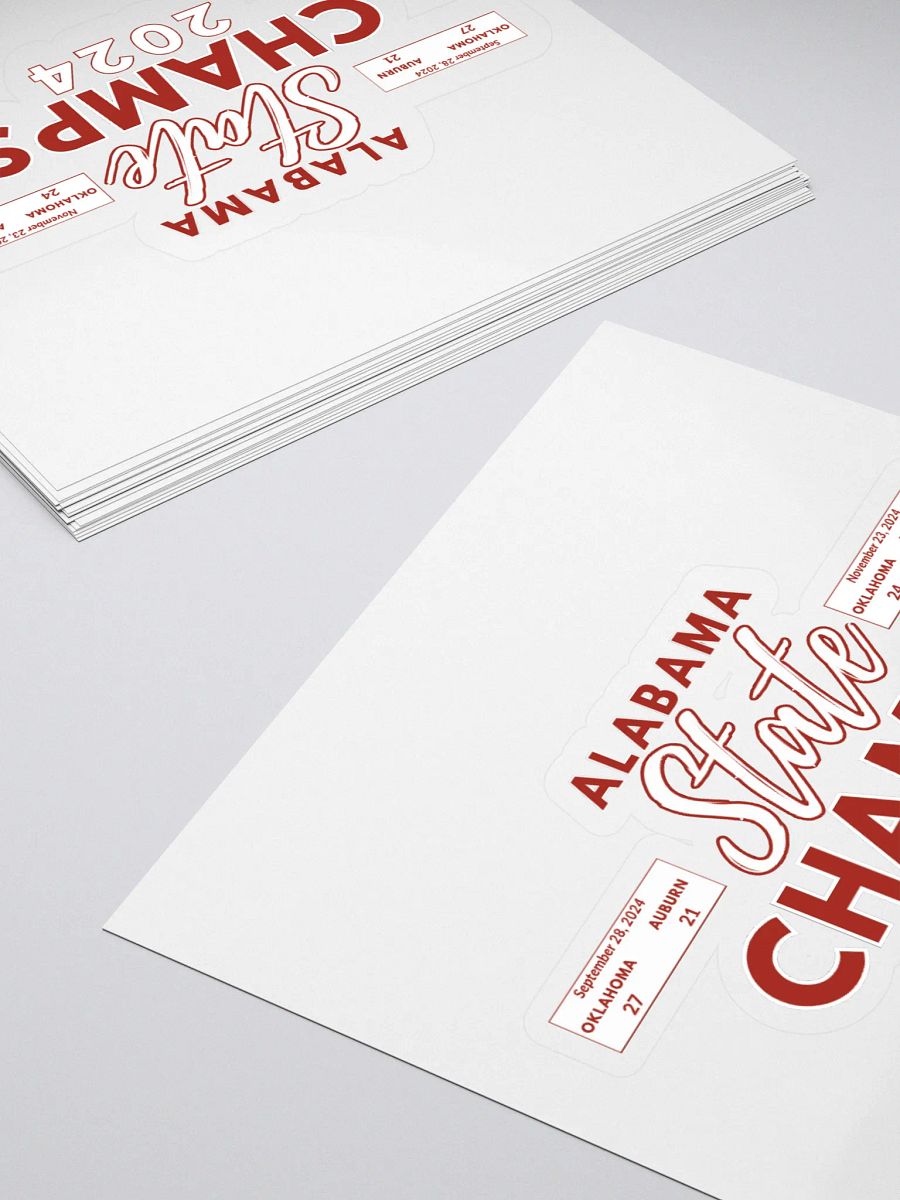 Alabama State Champs 2024 Kiss Cut Stickers product image (4)