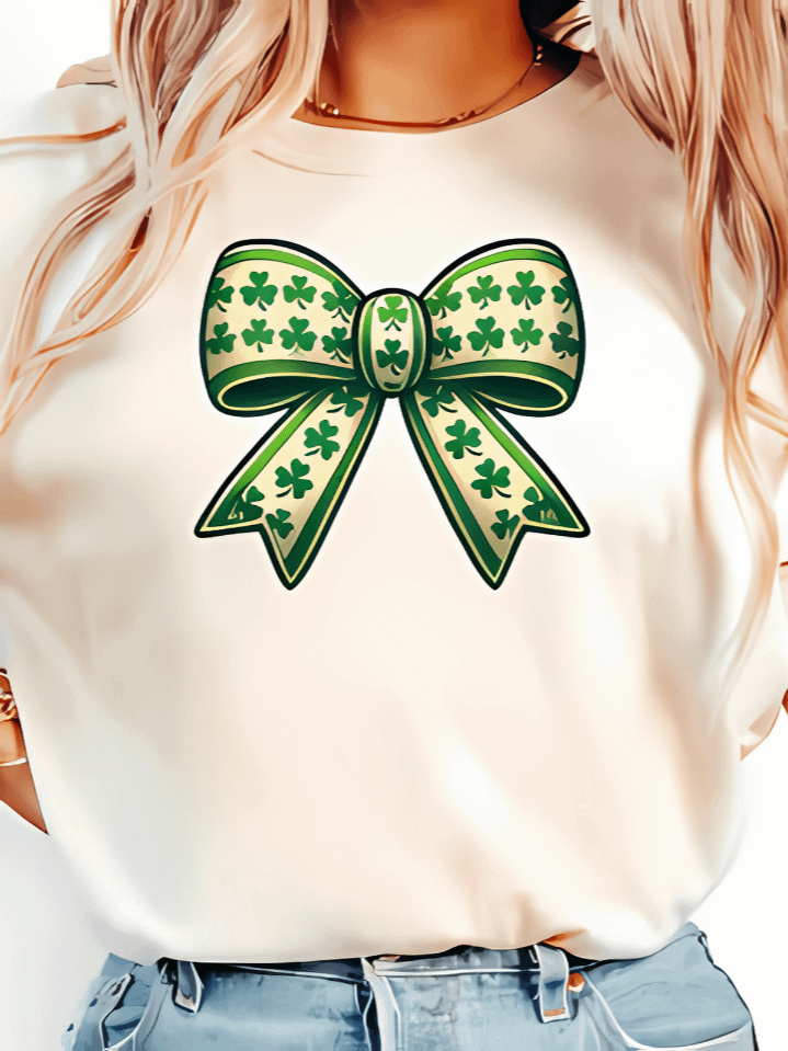 Retro Coquette St. Patrick’s Day T-Shirt Sublimation Design – vintage stylish graphic, 300 DPI PNG, instant digital download product image (1)