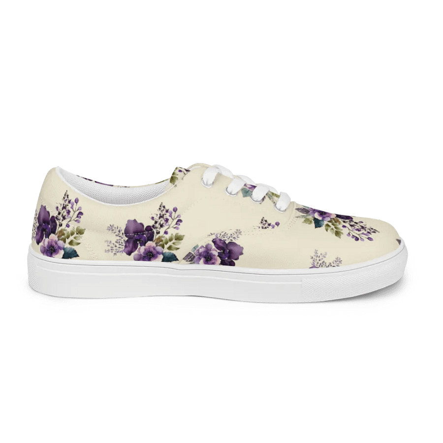 Women's Lace-Up Canvas Shoes - Purple Floral Design product image (8)
