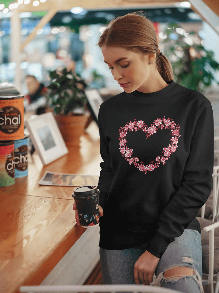 Red Floral Heart Unisex Eco Sweatshirt product image (1)