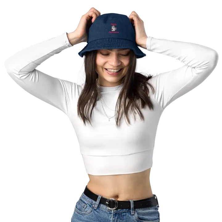 Very Demure Cute Ghost Embroidered Denim Bucket Hat product image (2)