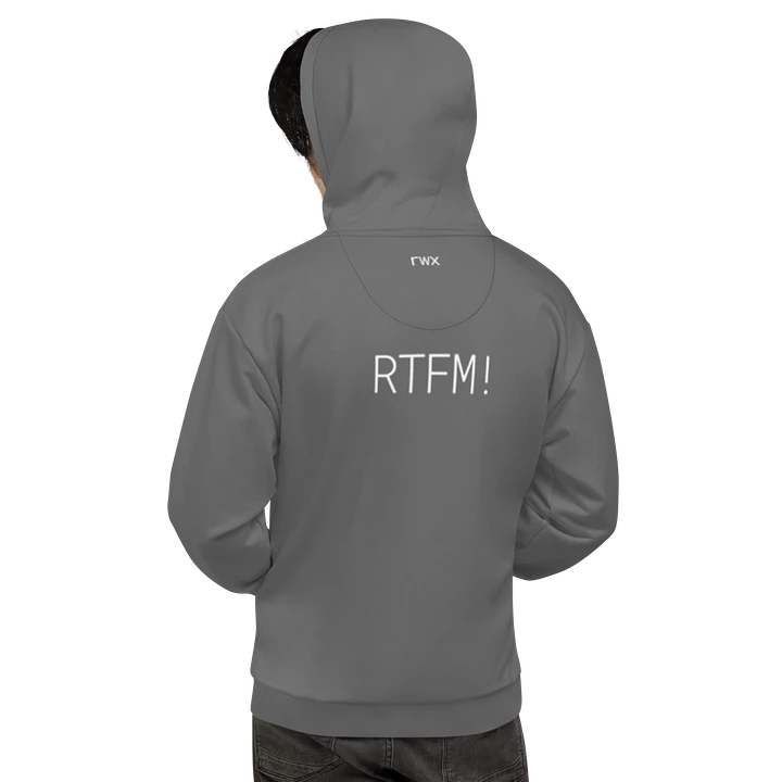 need help? RTFM! hoodie (dark grayscale mode) product image (1)