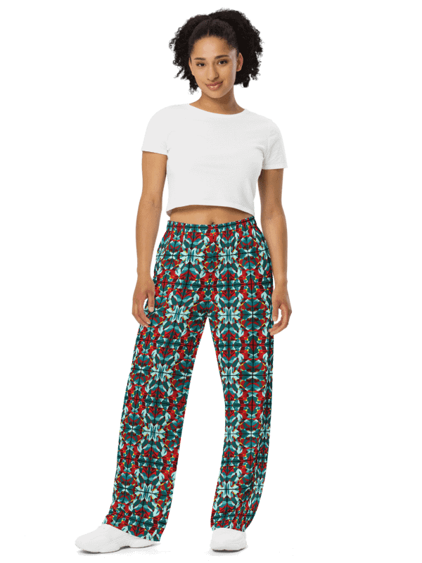 Green Stained Glass - All-Over Print Wide-Leg Pants product image (1)