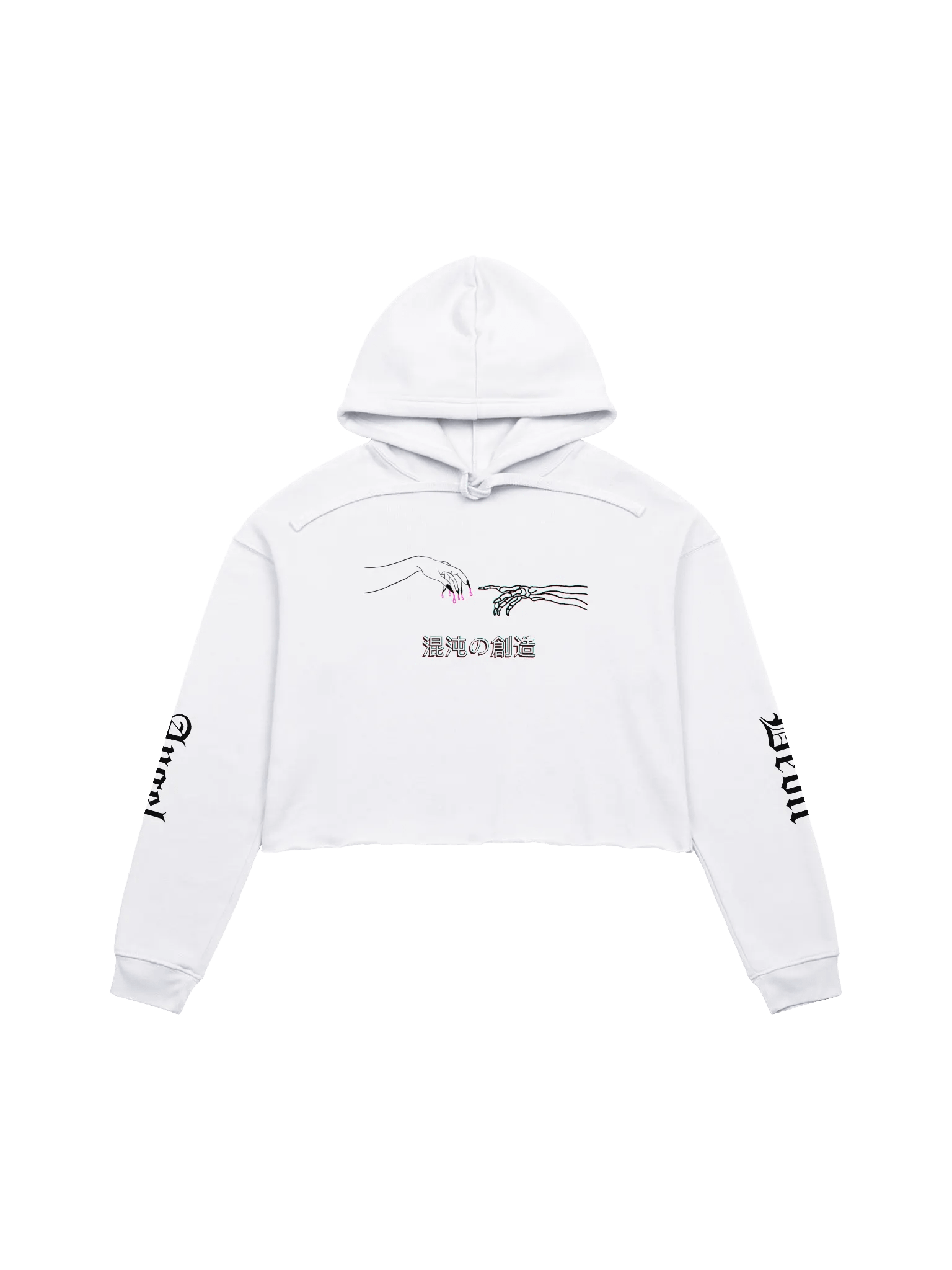 Creation of Chaos Fleeced Crop Hoodie - Black Print product image (3)