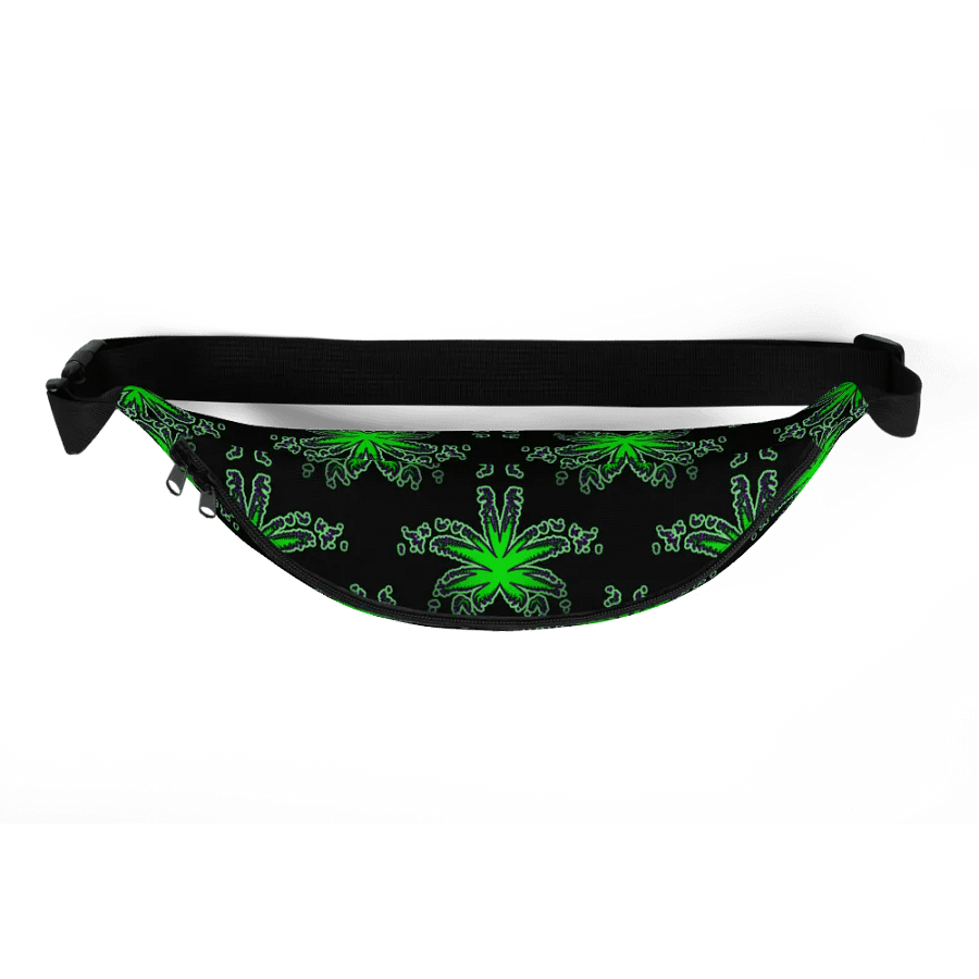 Black Green Purple Weed Leaf Fanny Pack, 420 Cannabis Bag, Stoner Fashion Accessory product image (5)