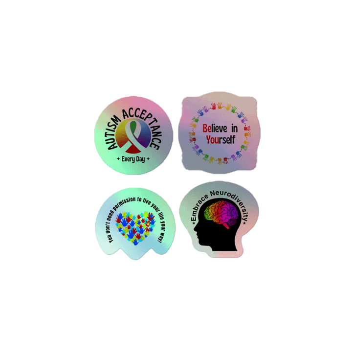 4 pack holographic Autism stickers product image (1)