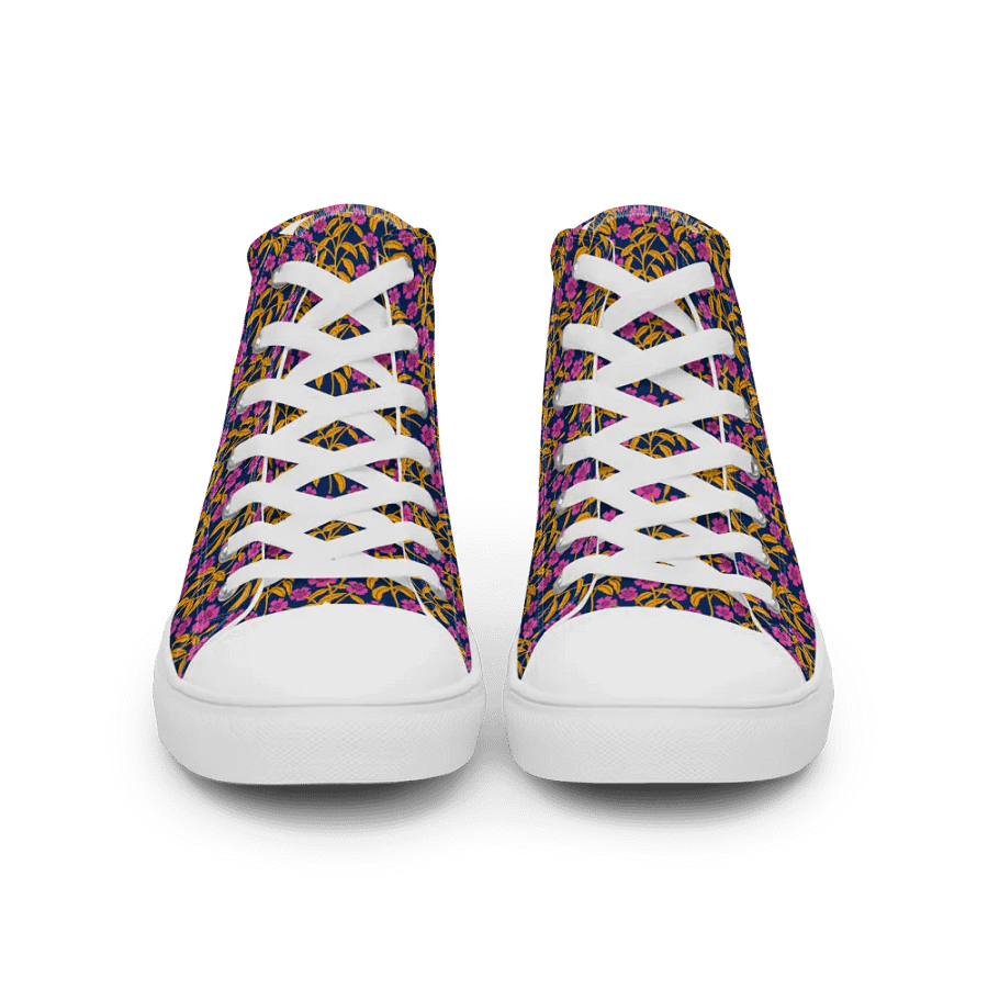 Campion Trails - Pink and Yellow on Dark Blue - Women High Top Canvas Shoes product image (2)