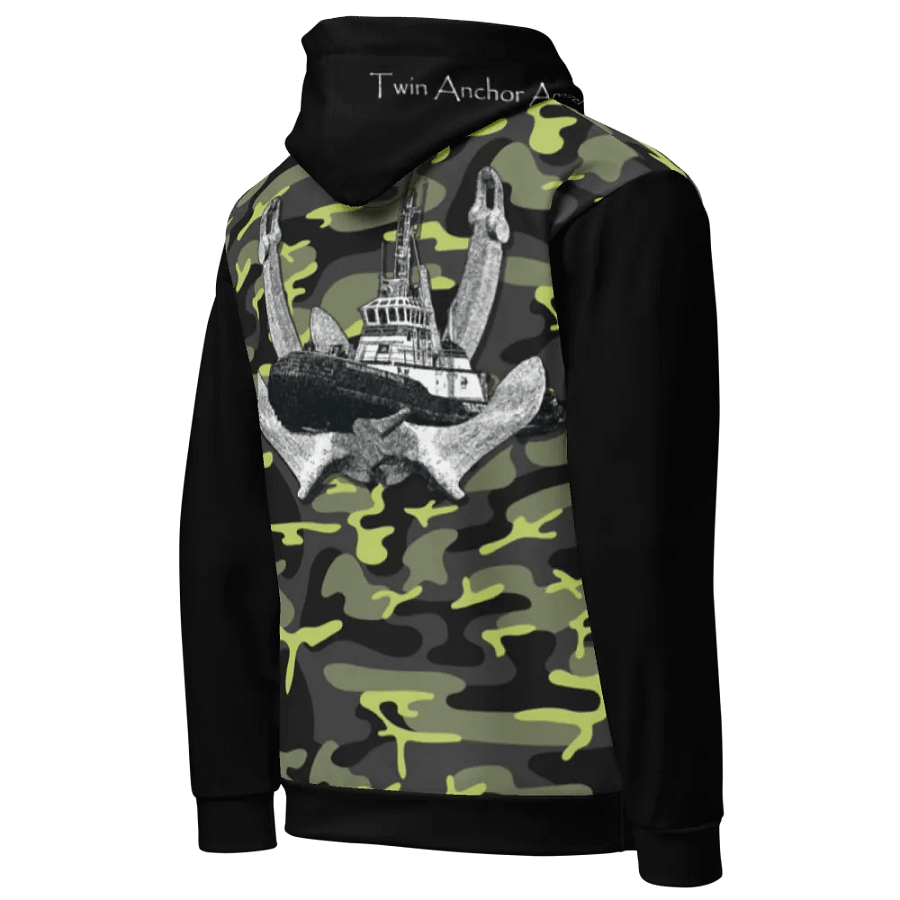 black & Green Twin Anchor Marco tug Hoodie product image (10)