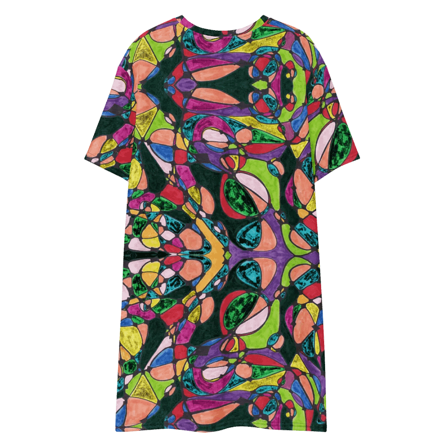 Abstract Coloured Patterned Neurographic Ladies T Shirt Dress product image (7)
