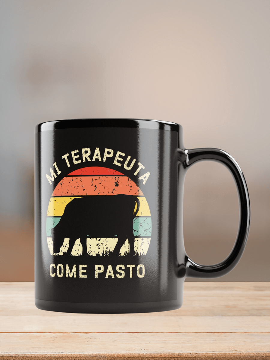 "Mi terapeuta come pasto-Vaca" Mug negro product image (7)