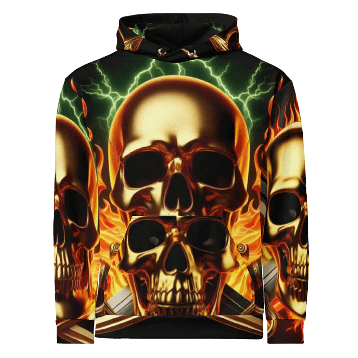 Flames and Lightning - Unisex Skull Hoodie #47 product image (1)
