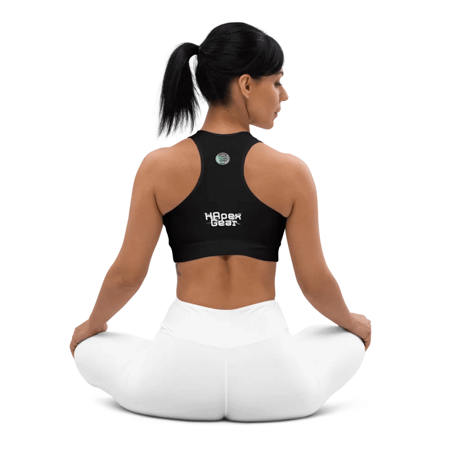 White HApex Gear White Logo Cancer Awareness Orange Ribbon. Black Padded Sports Bra product image (10)