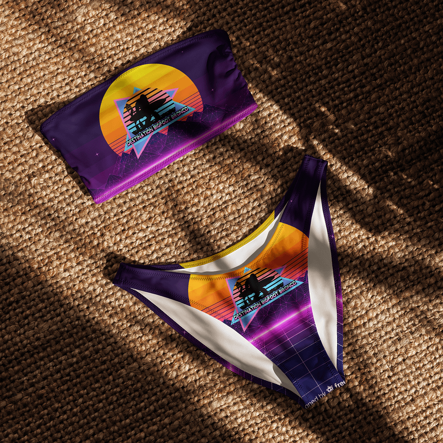 Destination Bigfoot Bronco Retro-Inspired Synthwave All-Over Print Recycled Women's Bandeau Bikini product image (5)
