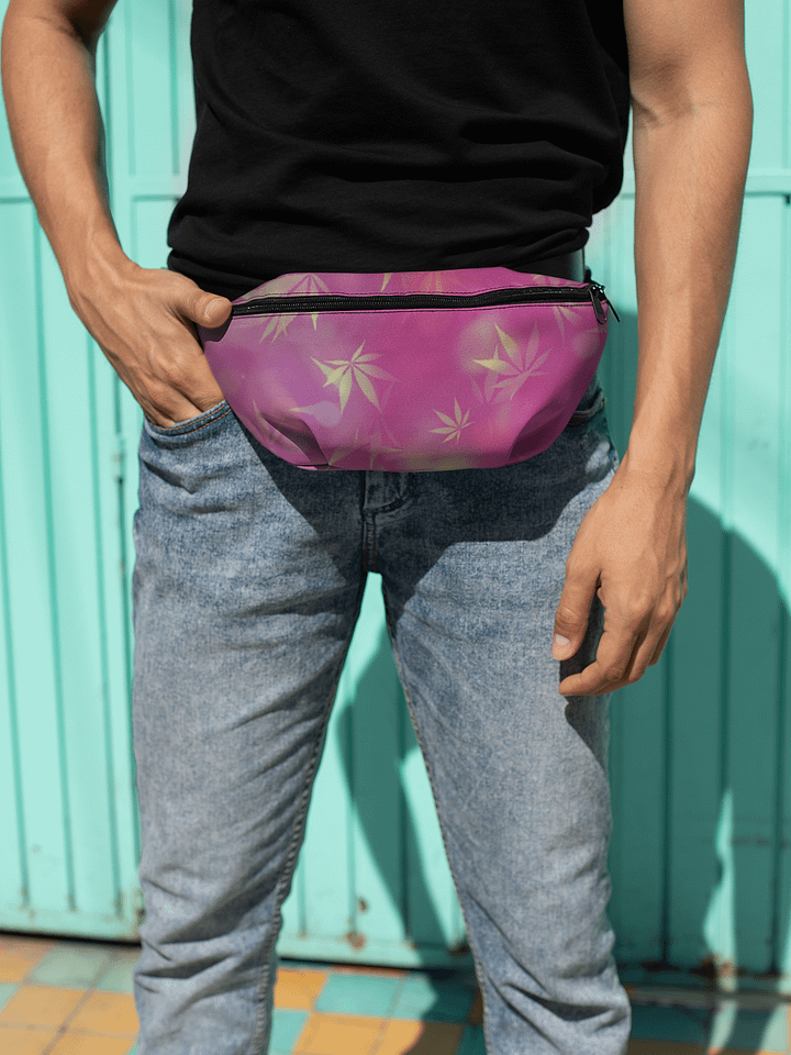 Maroon & Gold Bokeh Cannabis Leaf Pattern Fanny Pack product image (1)