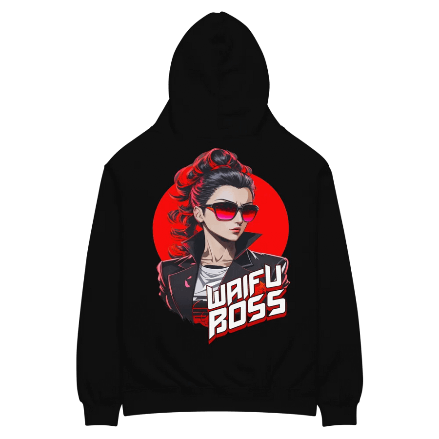 Waifu Boss - Premium Hoodie - Black - v2 - Back Printed Design product image (3)