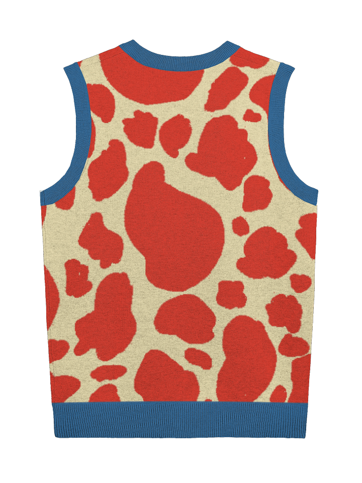 BLVD Cow Print Sweater Vest Red product image (2)