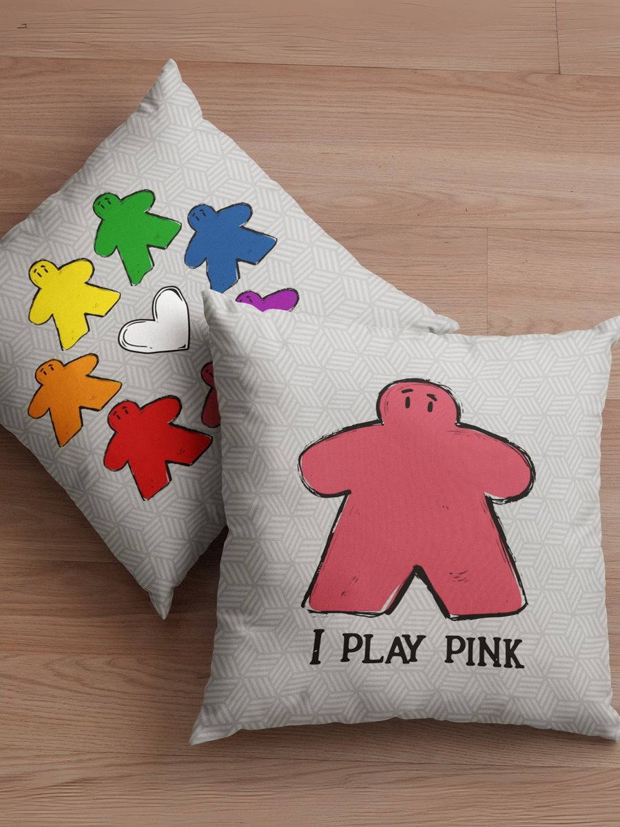 I Play Pink Meeple Rainbow Pillow product image (1)