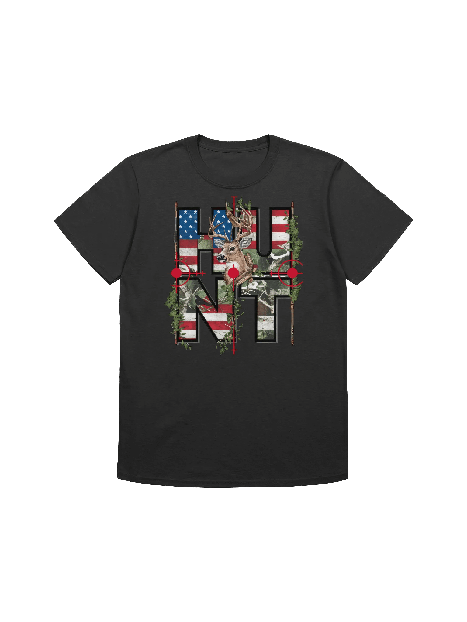 Patriotic Hunt - American Flag Deer Hunting Graphic T-Shirt product image (1)