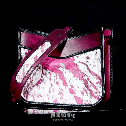 The latest from my table! One of a kind acid-washed hair-on hide on SB Foot Poppy in Razzle Dazzle, both from Springfield Lea...