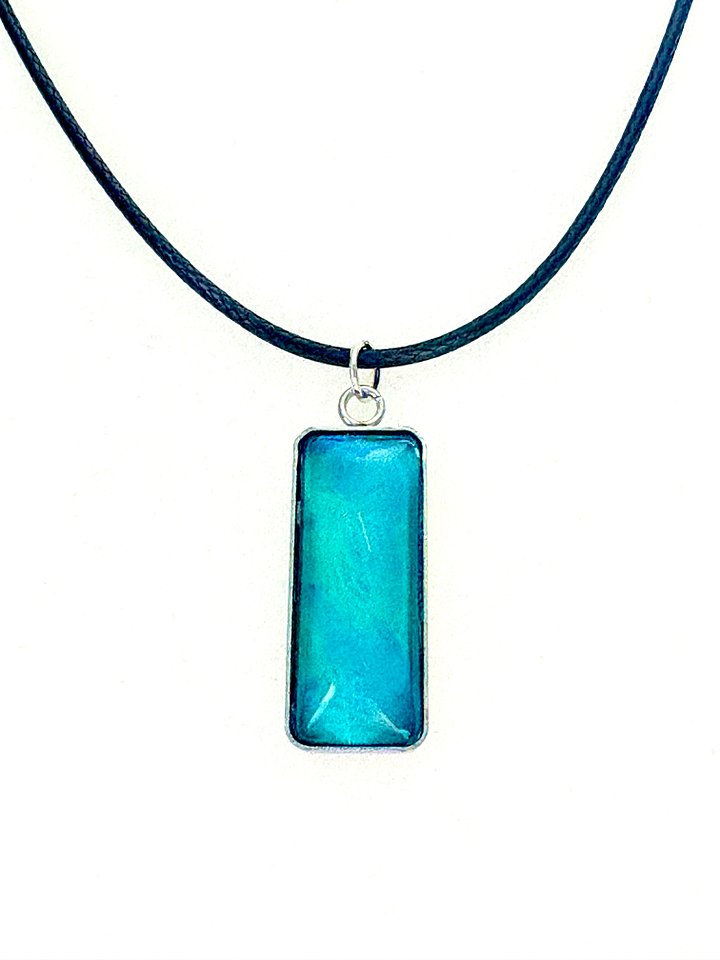 Electric Tide Pendant Necklace | Teal Blue | Rectangle Cabochon | Monique Faella Designs™ | MFD-00145 product image (1)