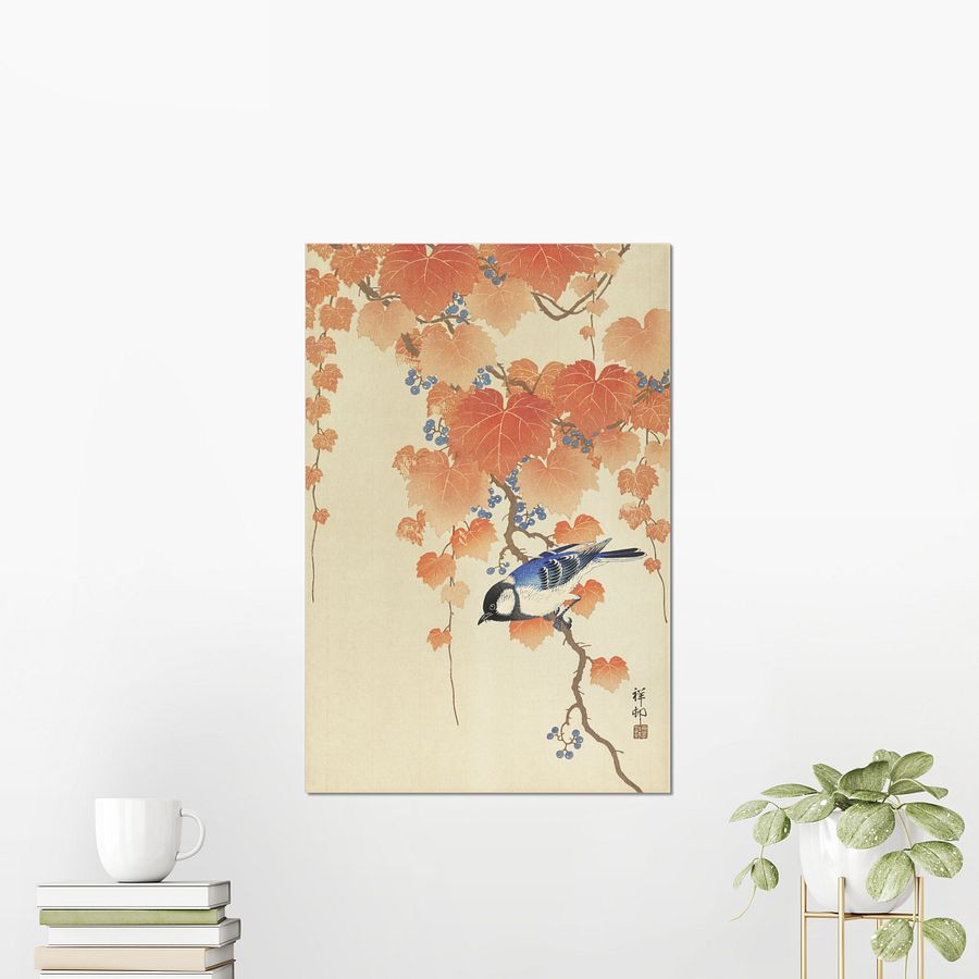 Great tit on paulownia branch - Ohara Koson product image (2)