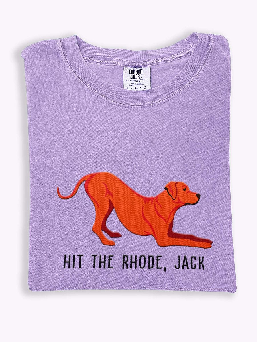 Hit the Rhode, Jack T-Shirt(Embroidered) of a Rhodesian Ridgeback(Red) product image (1)