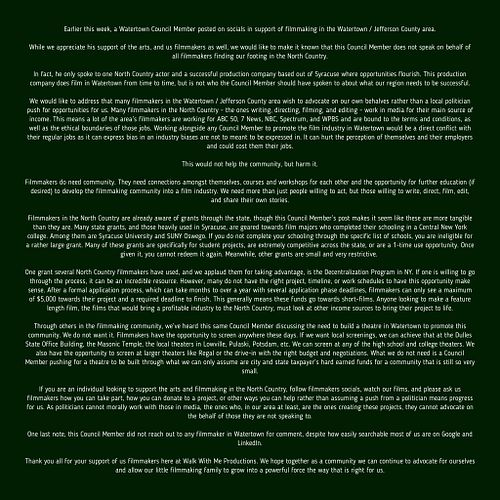 Please support North Country filmmakers the way that helps us best! Please read above: