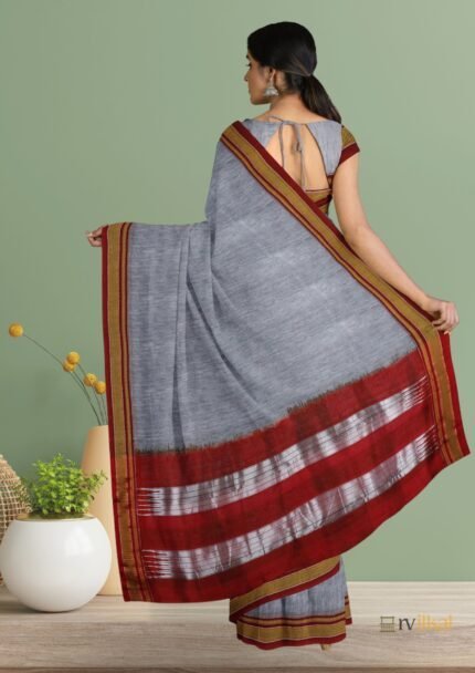 Black Ganga Jamuna Dual Colour Handloom Ilkal Saree product image (2)