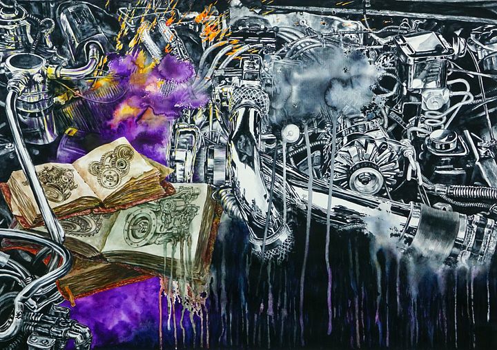 "The Sent Down Book and Iron" Painting by Deni Je product image (1)