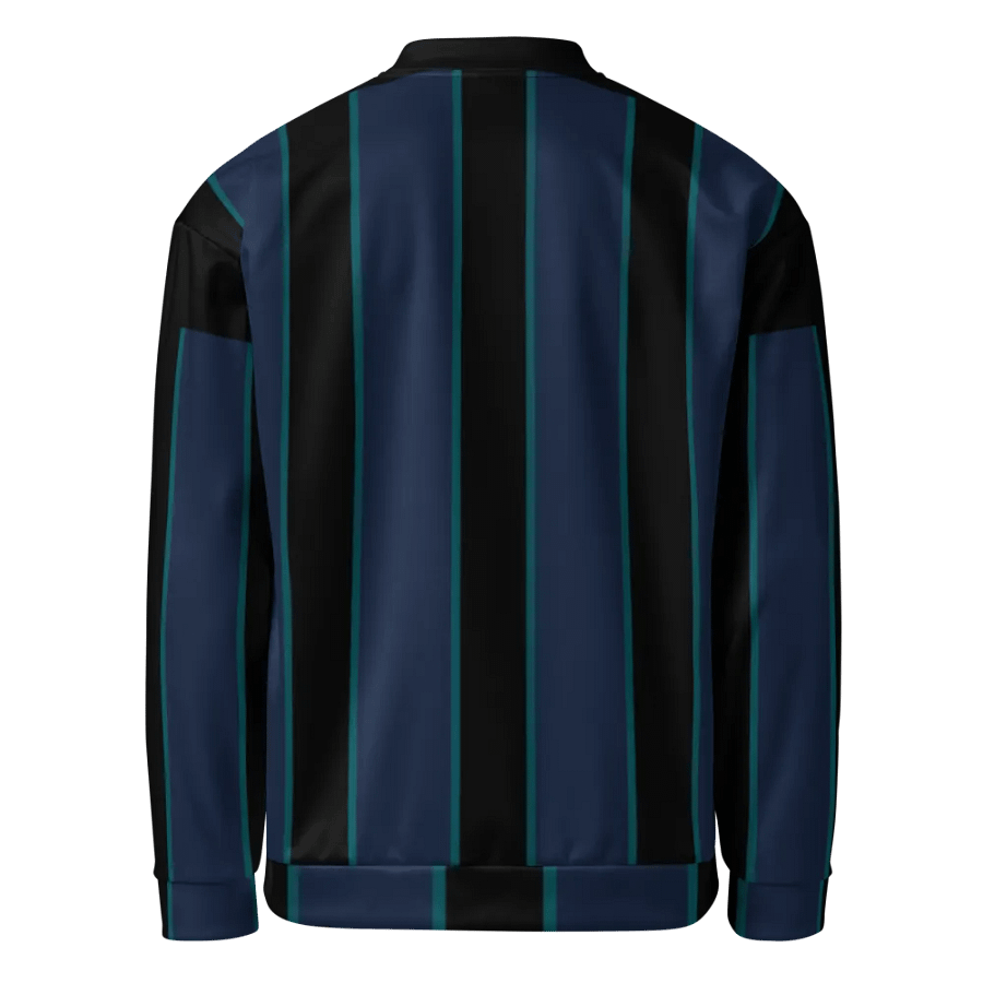 Turquoise Outlined Stripes Bomber Jacket product image (4)
