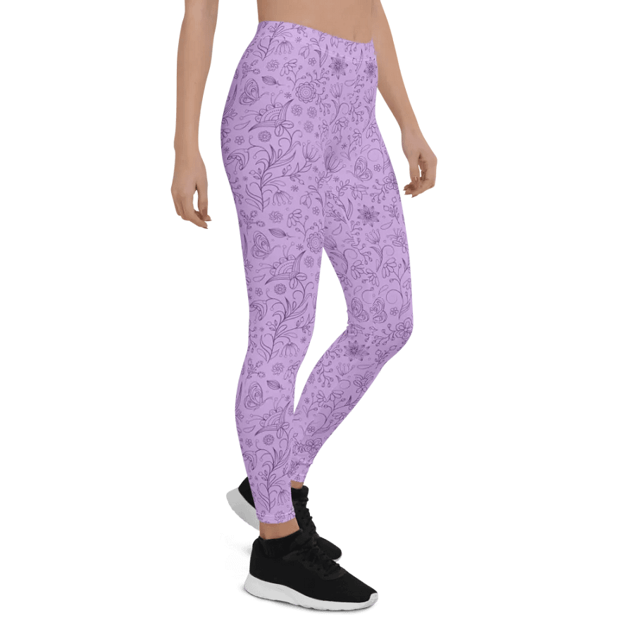 Light Purple Lilac Floral Women's Leggings product image (8)