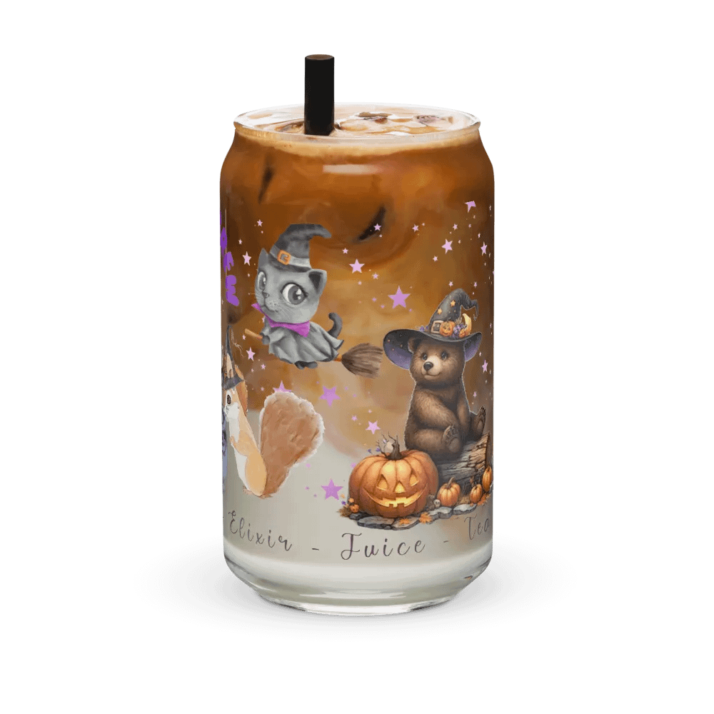 Witches Brew Coven: The Enchanted Gathering Glass Can Tumbler | 16oz | Optional Bamboo Lid & Straw product image (4)