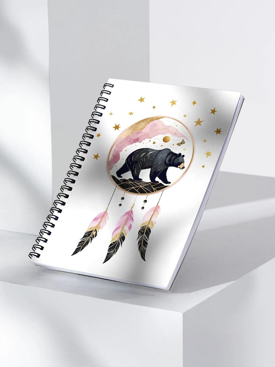 Gold Glitter Medicine Shield Bear Spiral Notebook product image (3)