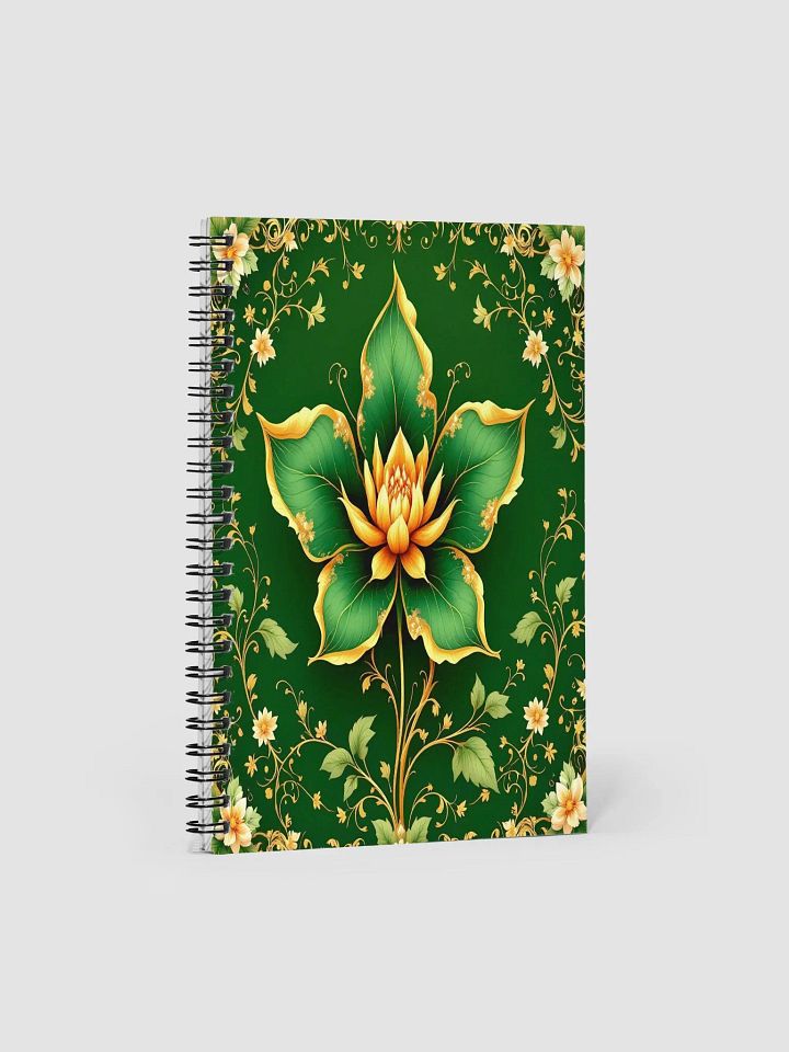 Emerald Jasmine Bloom Spiral Notebook – Elegant Green & Gold Floral Design product image (1)