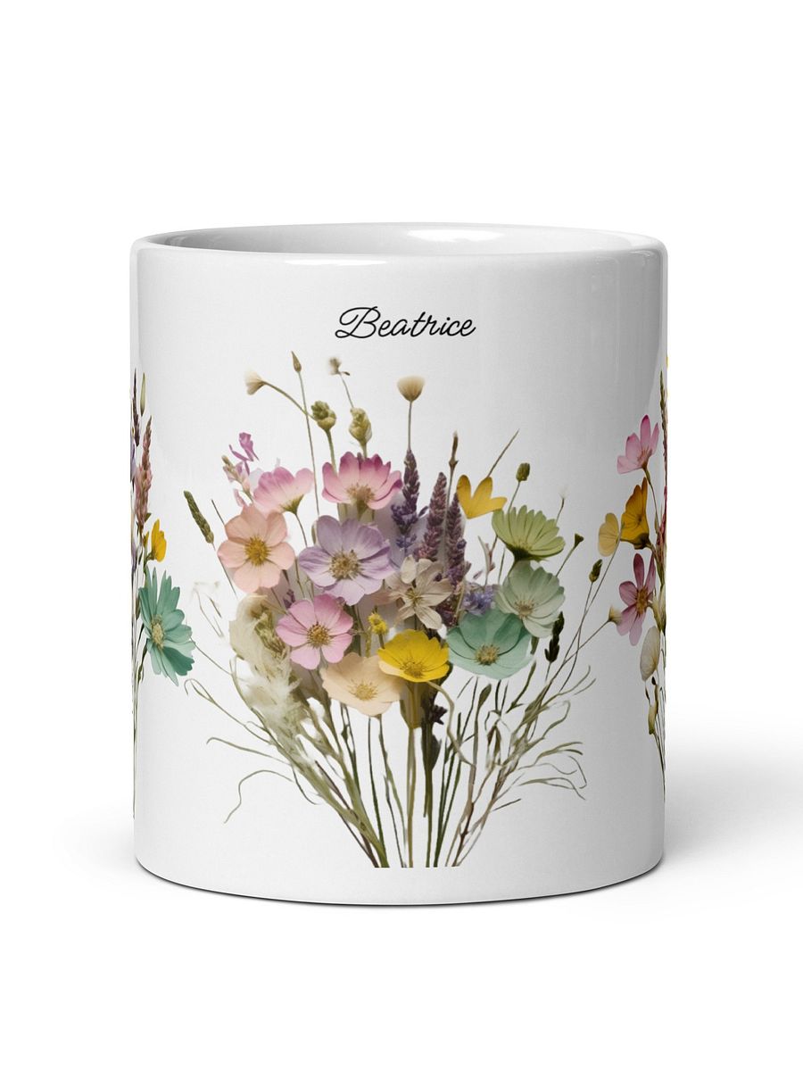 Personalized Boho Flowers White Glossy Mug product image (3)