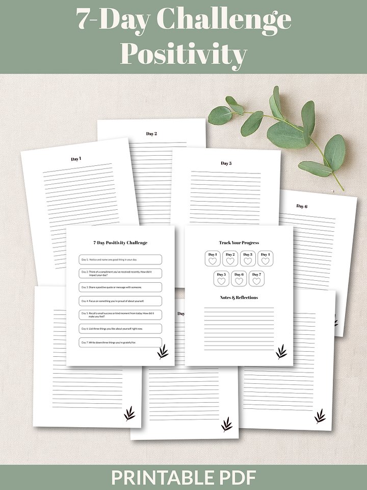7-Day Positivity Challenge Printable product image (1)