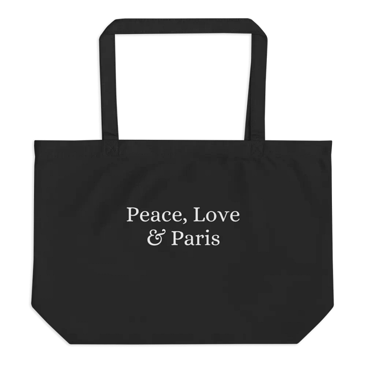 Peace, Love and Paris Organic Tote Bag Black product image (2)