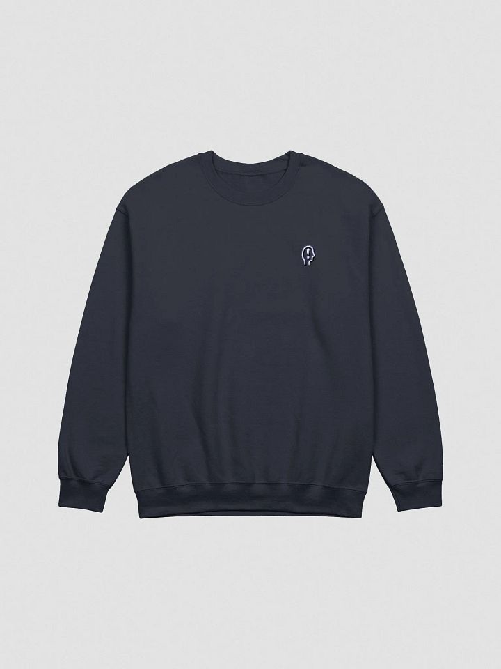 EXCLAIMING MENTALLY (L.C. navy and white design) embroidered crewneck product image (1)