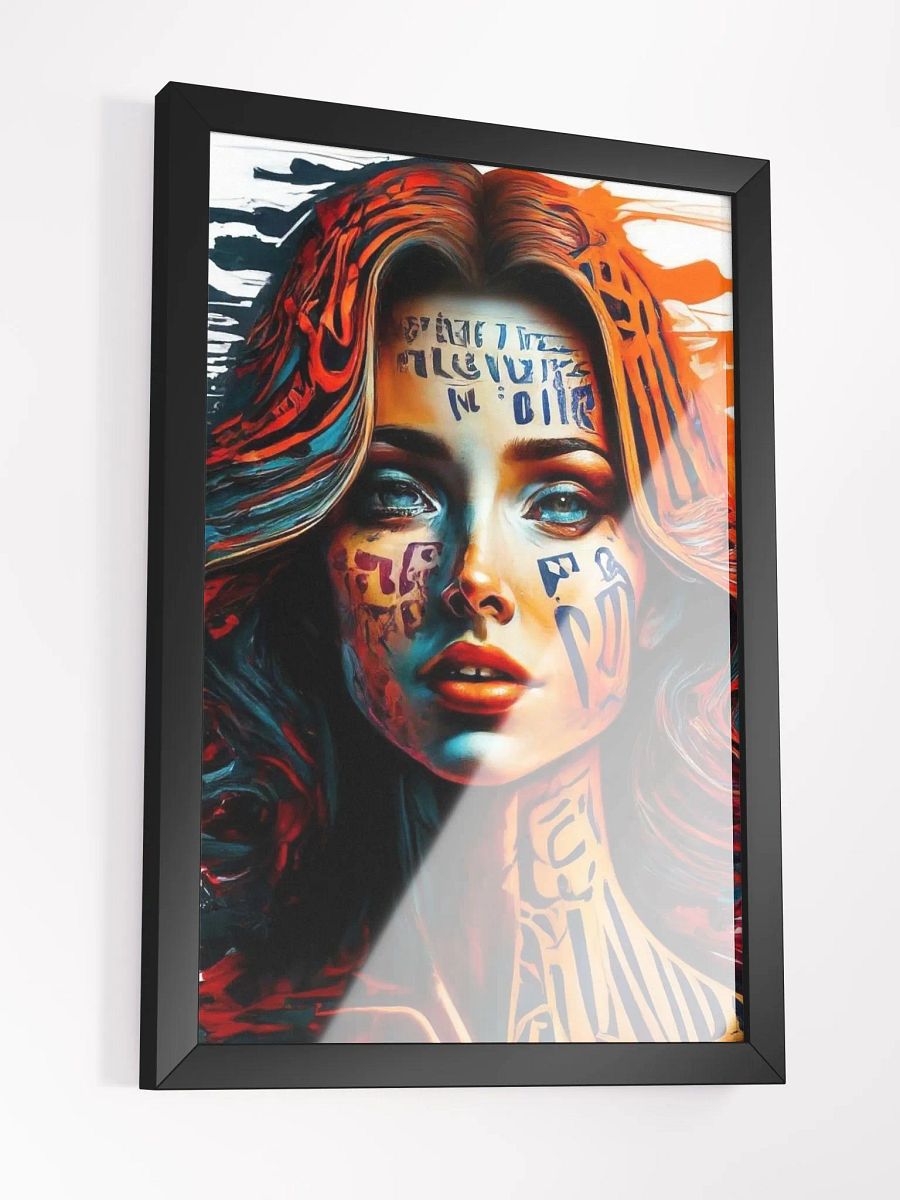 Stunning Digital Painting of a Tattooed Woman with Colorful Abstract Background product image (6)