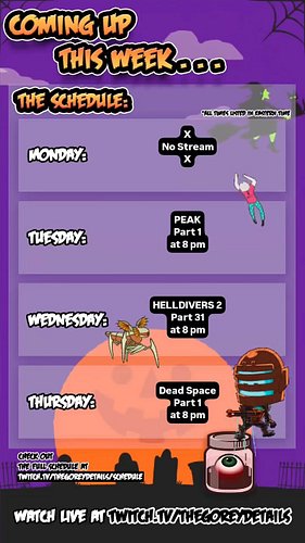 This Week's Stream Schedule - 7/7/2025 📆
.
.
.
#TheGoreyDetails #Twitch #ShawnGorey #Gaming #PEAK #AggroCrab #LandFall #Helld...