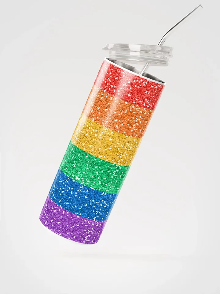 🌈 Sparkling Rainbow Glitter Stainless Steel Tumbler with Reusable Straw | Eco-Friendly 20oz Cup for Vibrant Beverages product image (2)