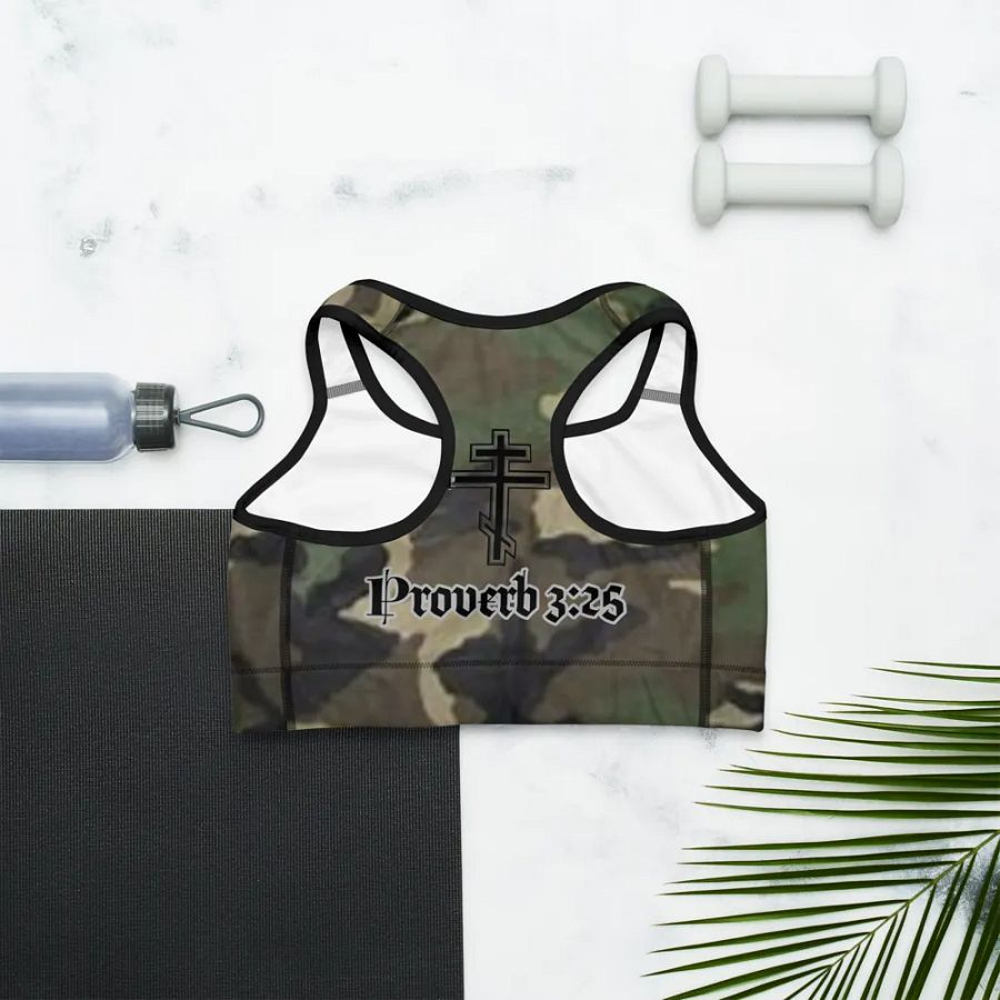 Faithful Camo: Proverb 3:25 Sports Bra - Woodland product image (8)