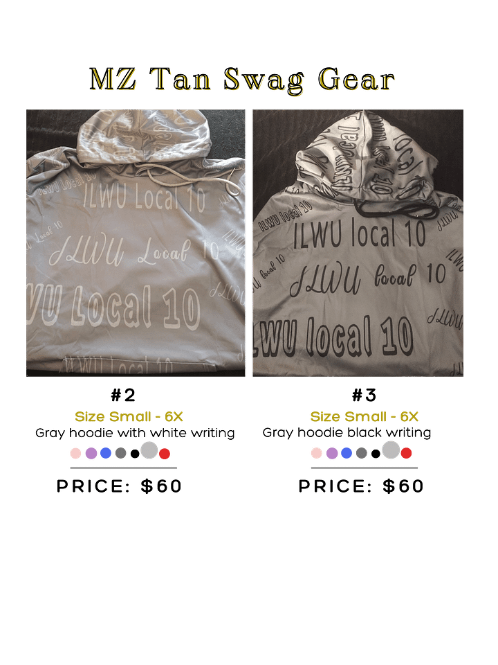 Gray and white All over ILWU local 10 hoodie product image (1)